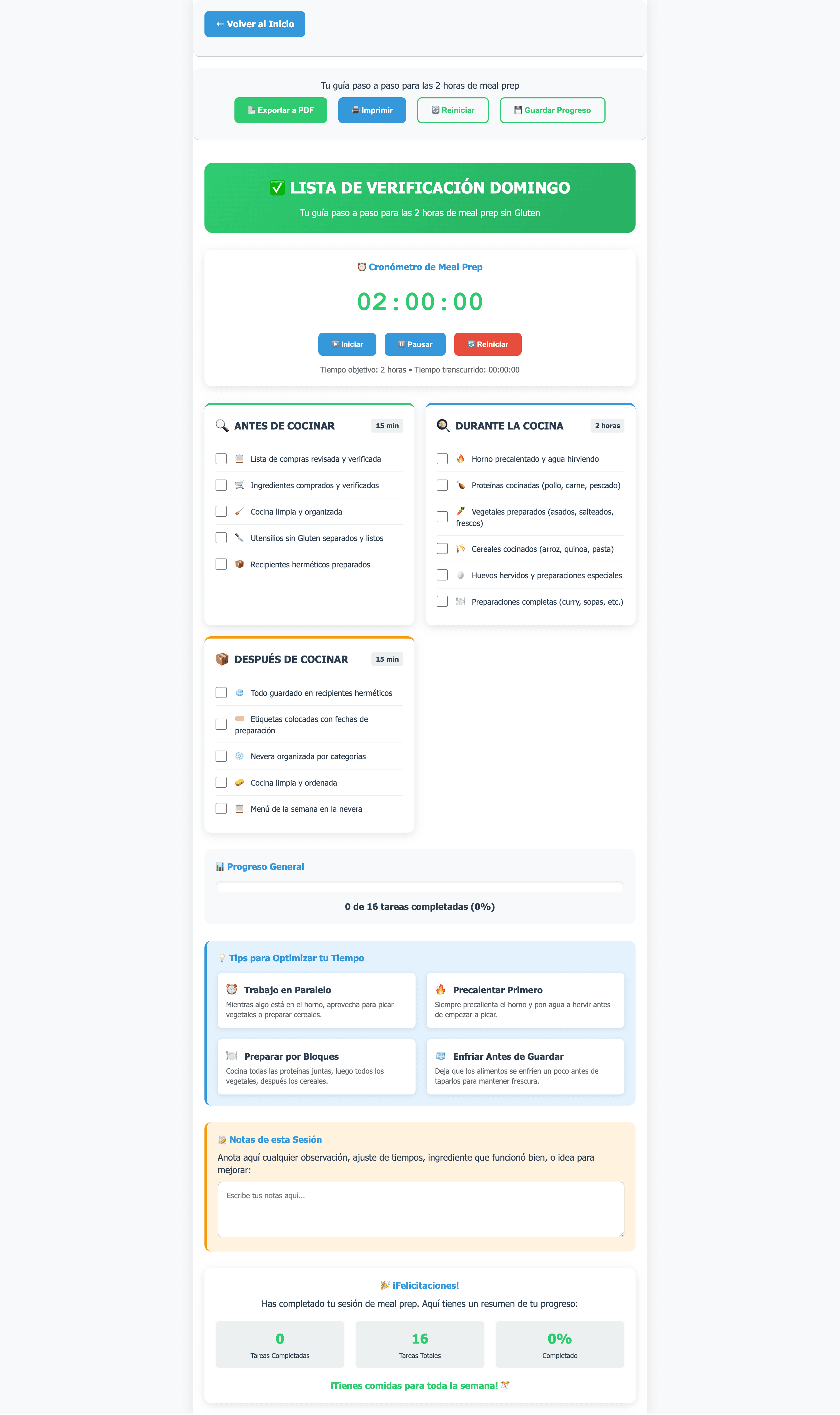 Checklist de Domingo